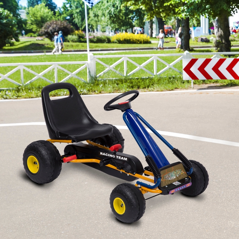 Soozier Pedal Go Kart Racing Style Children Ride On Car Outdoor Racer Adjustable Seat