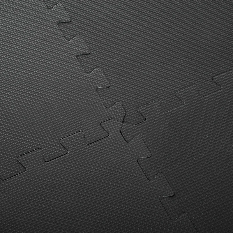 HOMCOM Soft Interlocking Floor Mats 72 Square Feet Waterproof Exercise Workout Mat Kid Play Mat Gymnastics and Home Gym Protective Flooring, 18pcs Black