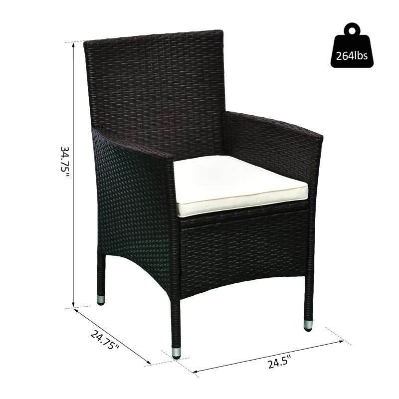 Outsunny 2 Piece Patio Armchair Wicker Chair Outdoor Modern PE Rattan w/ Cushion Brown