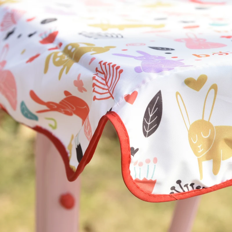 Outsunny Kids Porch Swing, Outdoor 2-Seat Patio Chair, Toddler Glider with Adjustable Canopy, Seat Belt for Garden Backyard Rabbit Pattern
