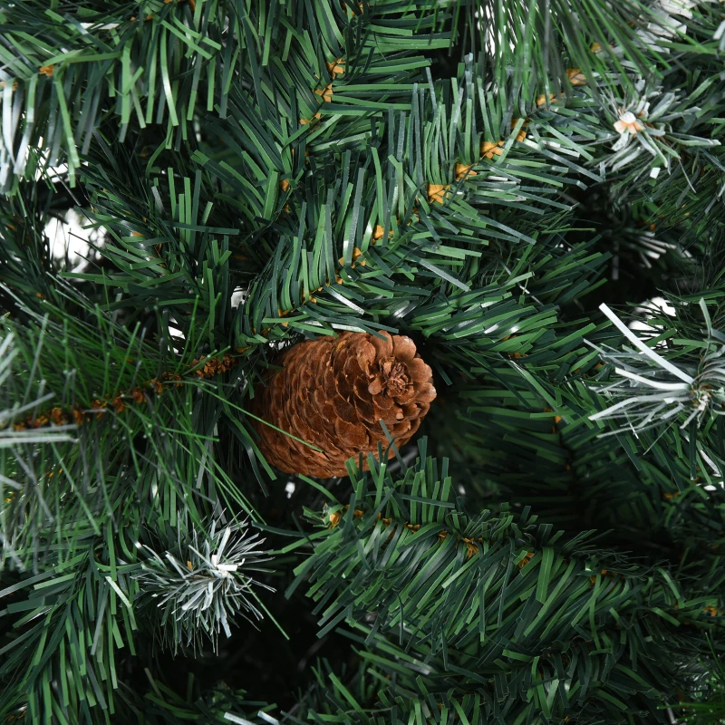 HOMCOM 6.9ft Artificial Christmas Tree Snow Tipped Tree with Pinecone Easy Assembly with Foldable Base Stand for Indoor Decoration Green