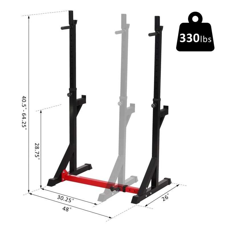Soozier Barbell Rack Stand Squat Rack Heavy Duty Steel Construction Adjustable Squat Rack for Home Gym Fitness, Black
