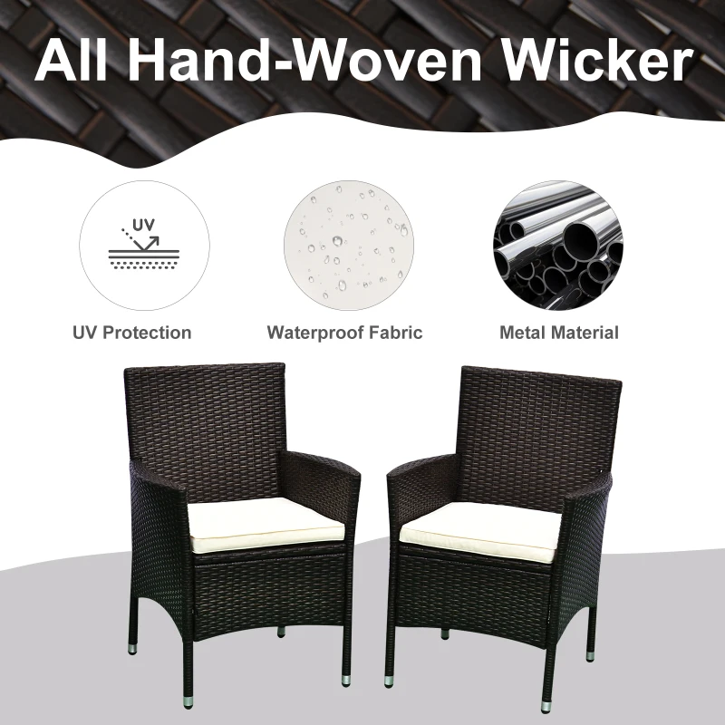 Outsunny 2 Piece Patio Armchair Wicker Chair Outdoor Modern PE Rattan w/ Cushion Brown