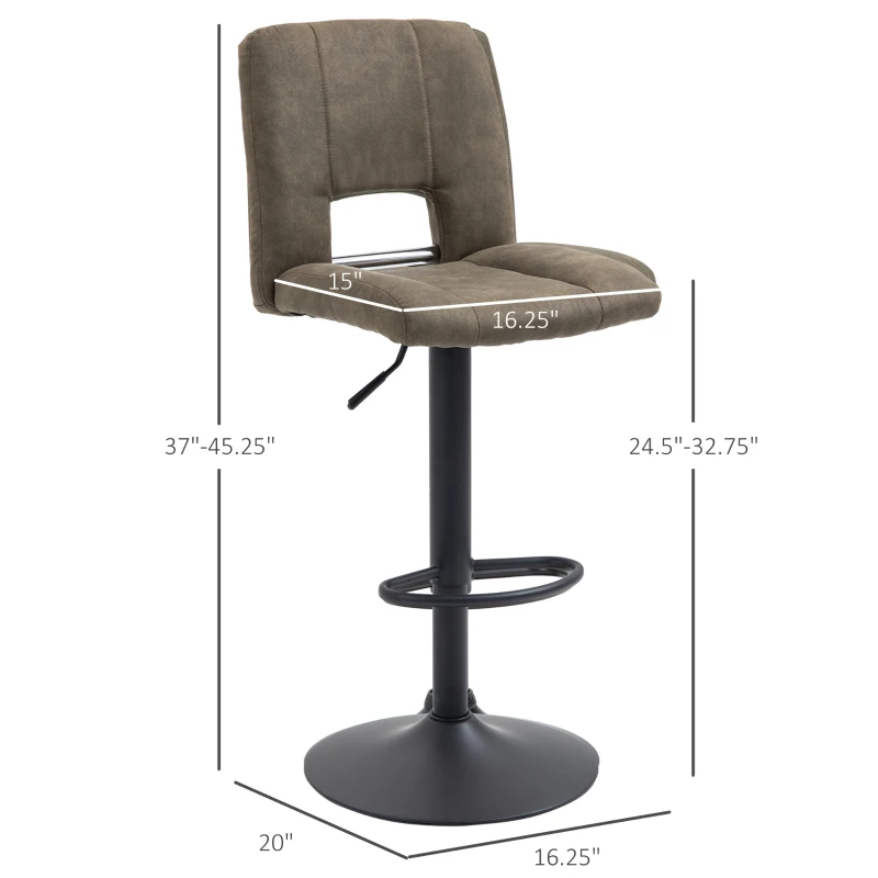 HOMCOM Modern Bar stools, Counter Height Kitchen Stools Armless Adjustable Height with 360 Degree Swivel Seat, Set of 2, Dark Olive