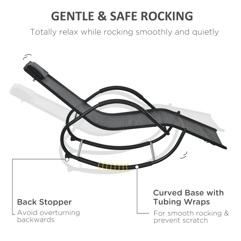 Outsunny Zero Gravity Rocking Lounge Chair, Patio Rocker w/ Removable Pillow, Recliner Seat for Indoor & Outdoor, Breathable Texteline, Black