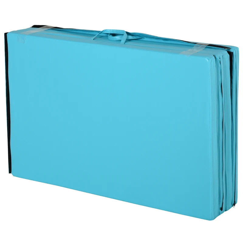 Soozier 4'x10'x2'' Folding Gymnastics Tumbling Mat, Exercise Mat  with Carrying Handles for Yoga, MMA, Martial Arts, Stretching, Core Workouts, Blue