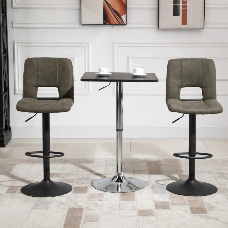 HOMCOM Modern Bar stools, Counter Height Kitchen Stools Armless Adjustable Height with 360 Degree Swivel Seat, Set of 2, Dark Olive