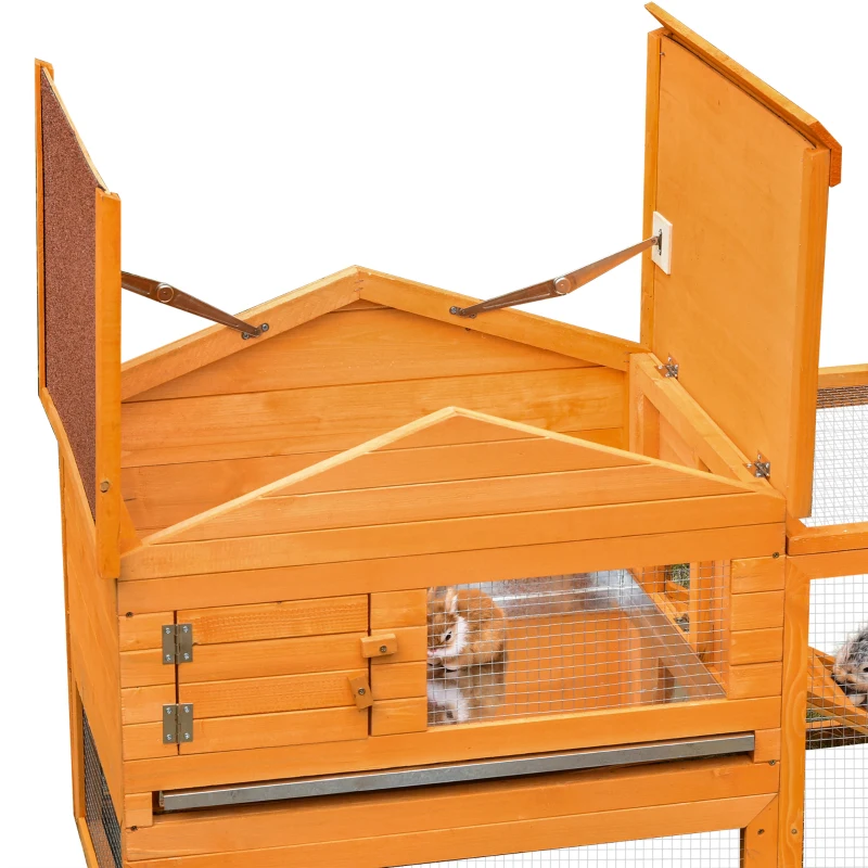 PawHut 62.2" x 22.4" x 28.7" Rabbit Hutch Bunny Hen House with Run Fir Wood