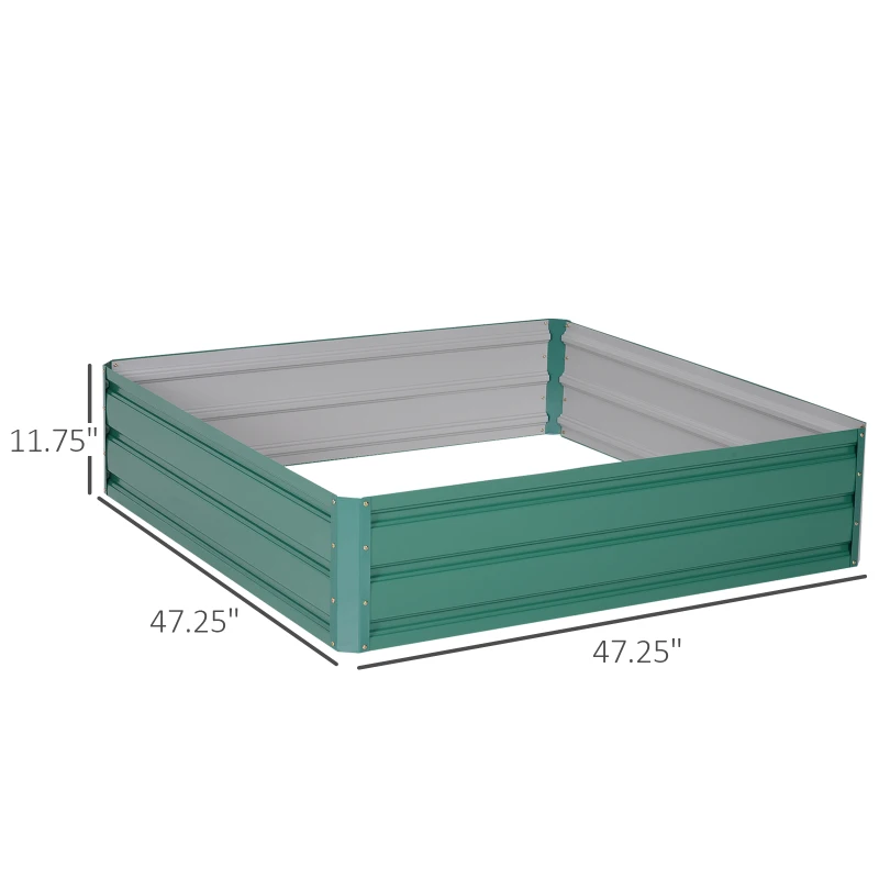 Outsunny 47.3"x47.3" Raised Garden Bed Galvanized Planter Garden Box Kit Set Raised Fence Garden Bed Planter 4-Panel Galvanized Steel Green
