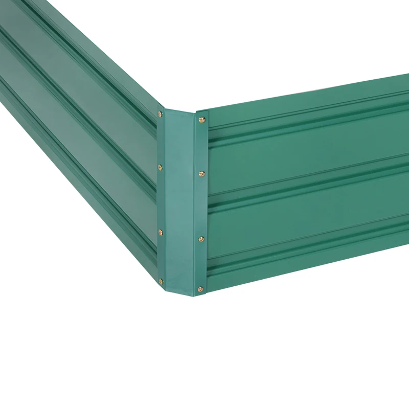 Outsunny 47.3"x47.3" Raised Garden Bed Galvanized Planter Garden Box Kit Set Raised Fence Garden Bed Planter 4-Panel Galvanized Steel Green