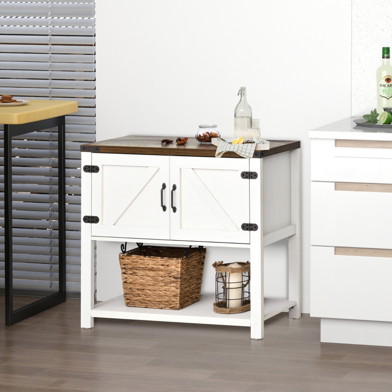 HOMCOM Storage Cabinet with Bottom Shelf, Kitchen Cupboard, Side Table, White