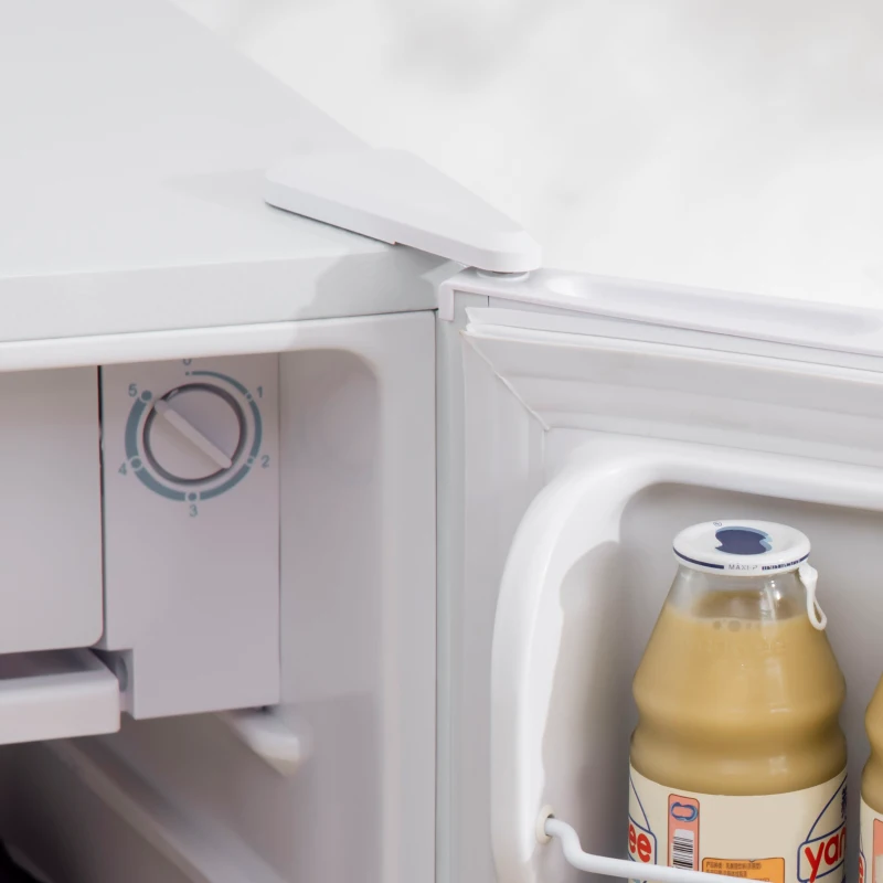 HOMCOM Mini Fridge with Freezer, 3.2Cu.Ft Compact Refrigerator with Adjustable Shelf, Mechanical Thermostat and Reversible Door for Bedroom, Dorm, White