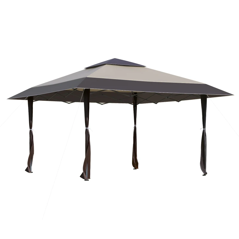 Outsunny 13' x 13' Outdoor Pop-Up Party Tent Canopy with Top Vent, 3-Level Adjustable Height, and Roller Bag, Khaki