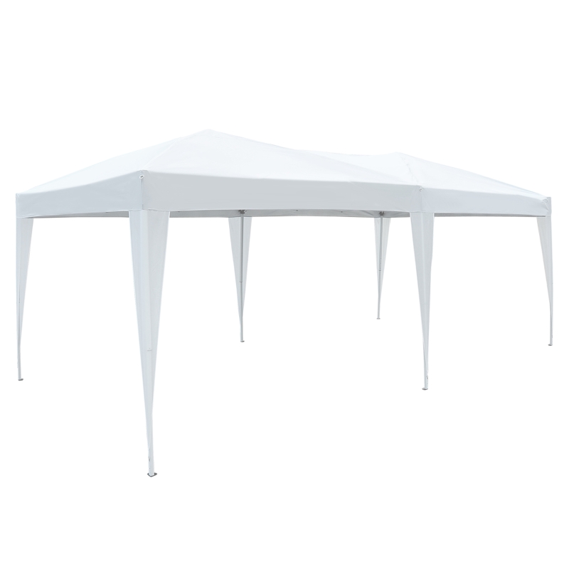 Outsunny 10'x20' Foldable Pop Up Party Tent Outdoor Patio Gazebo Canopy  Market Tent without Walls, Oxford Canopy (White)
