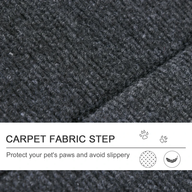 PawHut Wood Pet Stairs 2 In 1 Convertible Dog Steps and Carpeted Ramp Portable Foldable 3 Level Cat Ladder for High Bed Couch Car