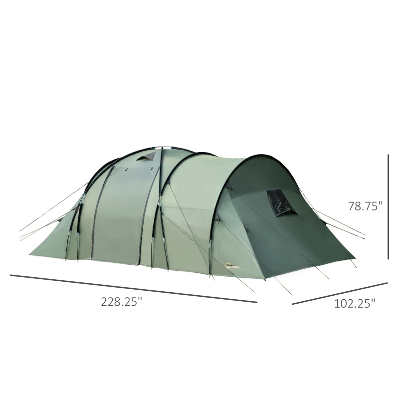 Outsunny Camping Family Tent 5-Person 2 Room with Carrying Bag Waterproof Rainfly Easy Set Up for Backpacking Hiking Outdoor 19' x 8.5' x 6.5'