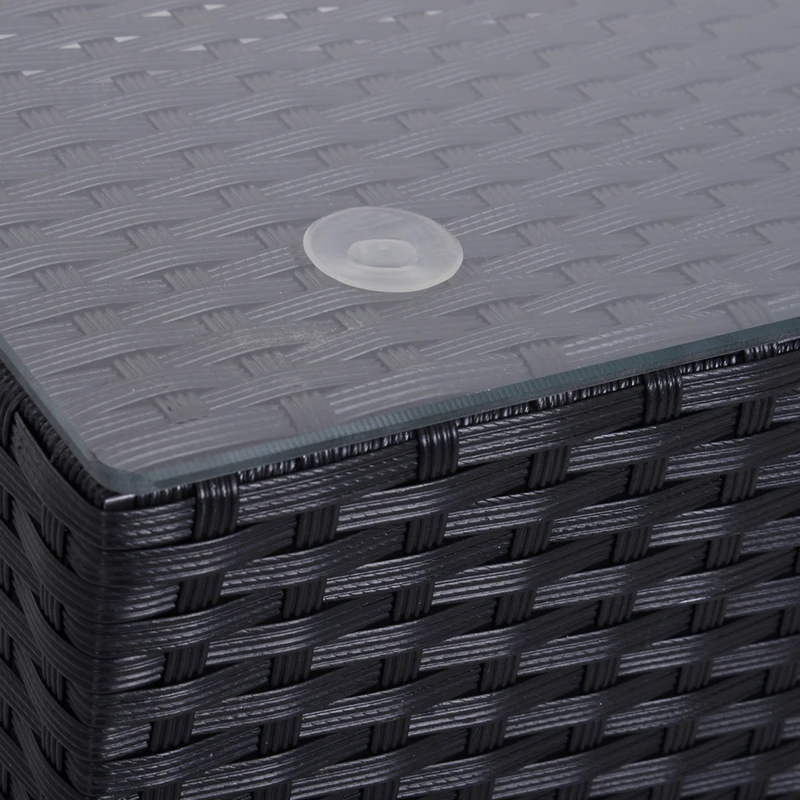 Outsunny 7 Pieces Patio Furniture Set, Outdoor Garden Sofa Set Sectional Set All Weather Rattan Conversation Set, Black Khaki