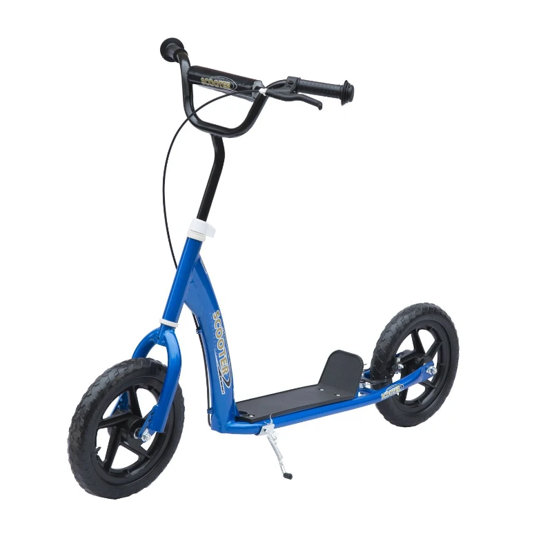 HOMCOM Adjustable Kids Pro Stunt Scooter Children Street Bike Bicycle Ride On with 12” Tire (Blue)