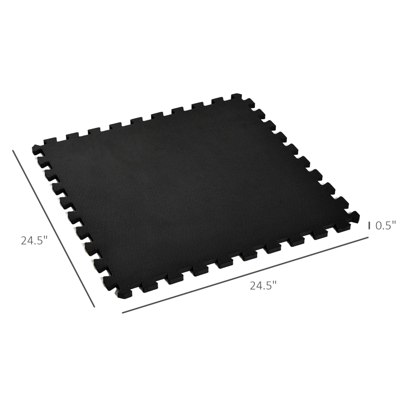 HOMCOM Soft Interlocking Floor Mats 72 Square Feet Waterproof Exercise Workout Mat Kid Play Mat Gymnastics and Home Gym Protective Flooring, 18pcs Black