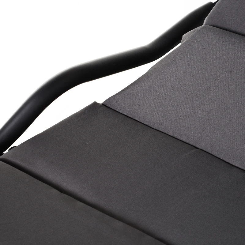 Outsunny Single Floating Chaise Lounge Curved Outdoor Porch Swing Chair Hanging Hammock Reclining Seat w/Arc Stand & Canopy Grey