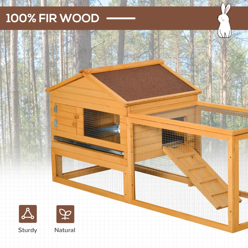 PawHut 62.2" x 22.4" x 28.7" Rabbit Hutch Bunny Hen House with Run Fir Wood