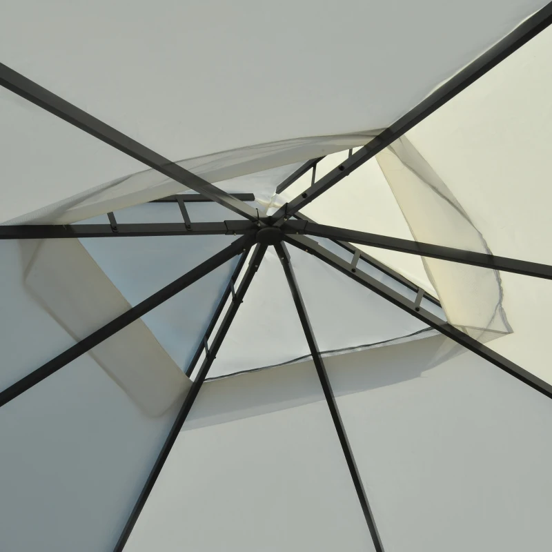 Outsunny 10x10ft Aluminum Gazebo Canopy Double -tire Garden Shelter with Mesh Netting and Privacy Curtains, Cream White