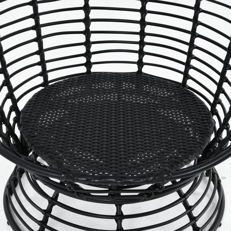Outsunny Outdoor Round PE Ratttan Wicker 360 Degree Swivel Basket Egg Chair with Cushion,  Black