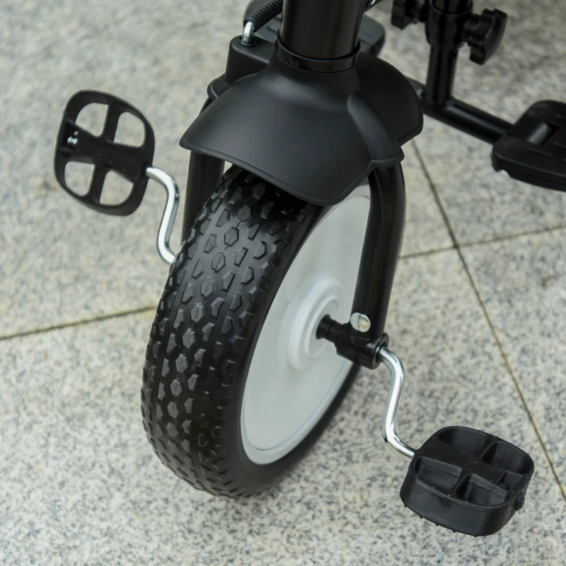 Qaba Baby Tricycle 2 In 1 Baby Stroller Kid Trike with Adjustable Canopy Grey