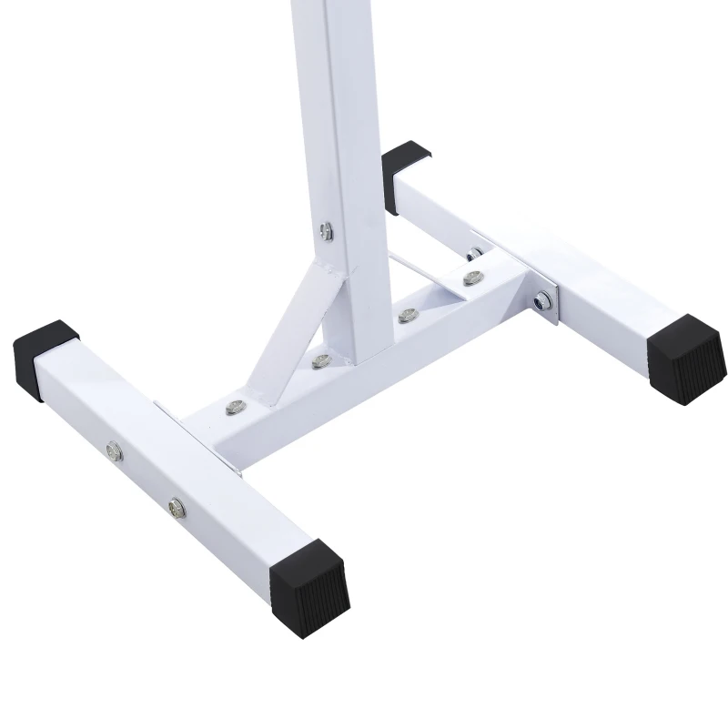 Soozier Adjustable Stable Power Squat Stand Portable 2 Bars Barbell Holder Weight Rack (Black/White)