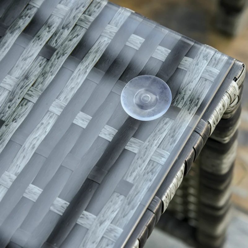 Outsunny 3pcs Outdoor Rattan Wicker Sofa and Chaise Lounge Set with Cushion Garden Patio Furniture Grey