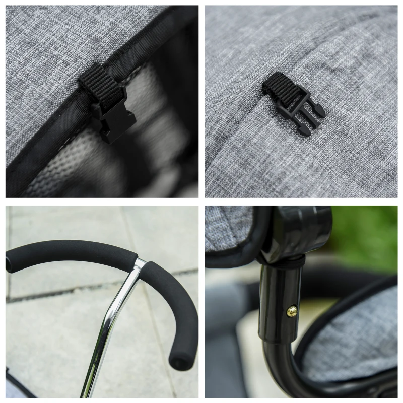 Qaba Baby Tricycle 2 In 1 Baby Stroller Kid Trike with Adjustable Canopy Grey