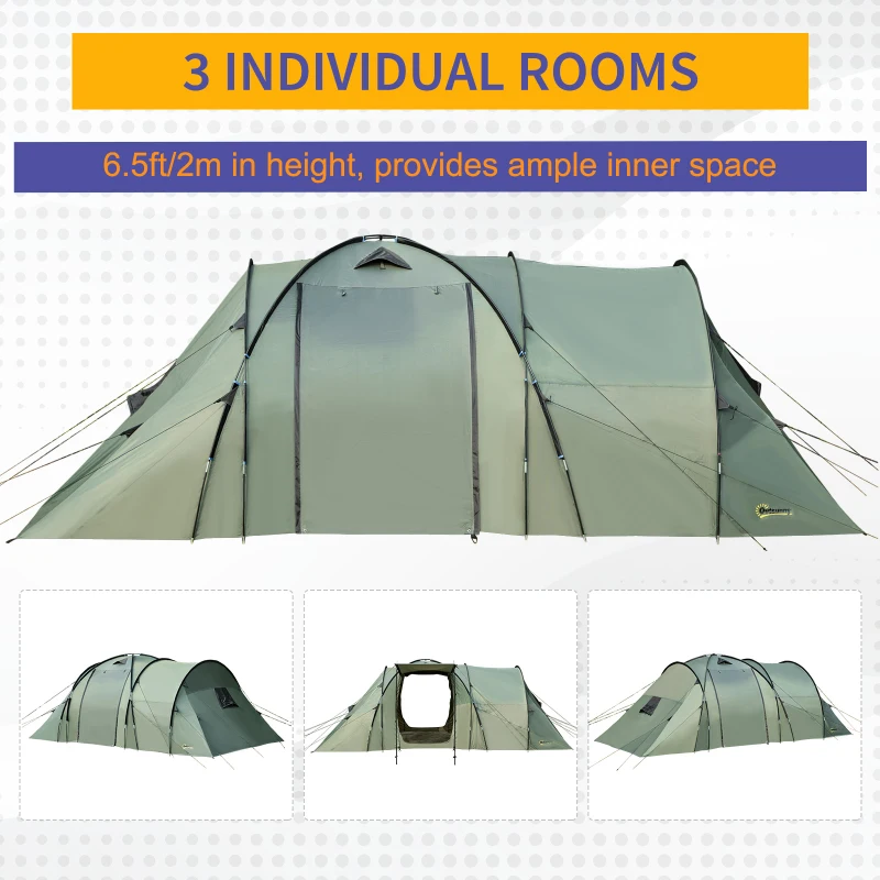 Outsunny Camping Family Tent 5-Person 2 Room with Carrying Bag Waterproof Rainfly Easy Set Up for Backpacking Hiking Outdoor 19' x 8.5' x 6.5'