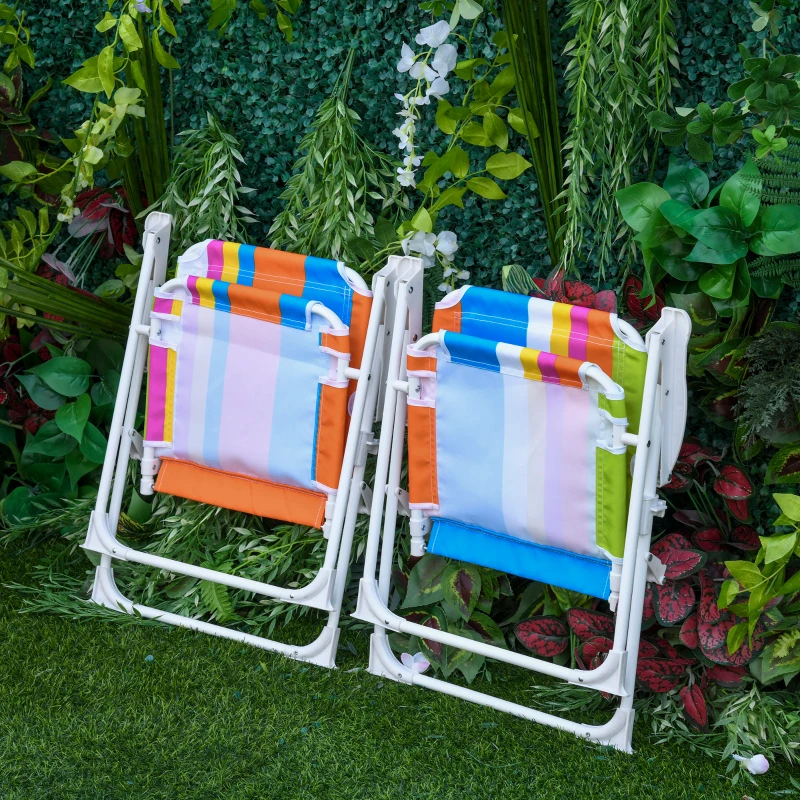 Outsunny Kids Folding Table and Chairs Set Color for Outdoor Garden Patio Backyard with Removable & Height Adjustable Sun Umbrella, Multi