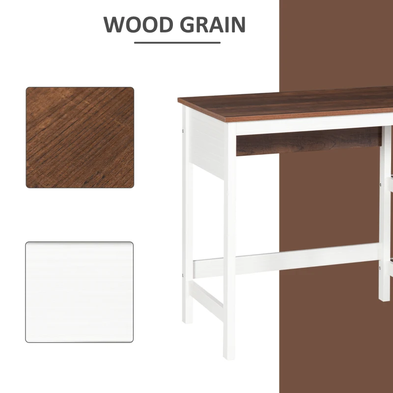 HOMCOM Home Office Desk, Writing Table Laptop Workstation with Display Shelves - White