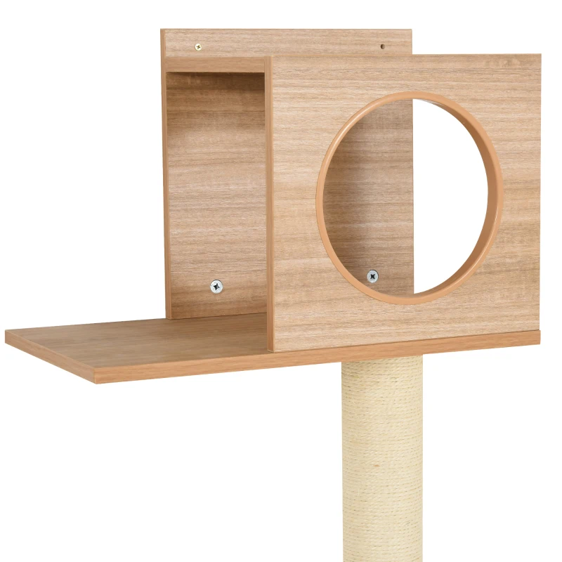 PawHut Wall Mounted Cat Tree with Scratching Post Condo Bridge Cat Climbing Shelves Furniture, Brown