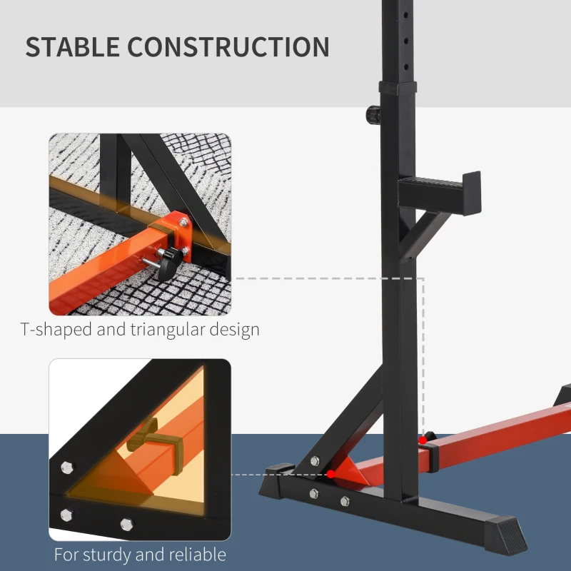 Soozier Barbell Rack Stand Squat Rack Heavy Duty Steel Construction Adjustable Squat Rack for Home Gym Fitness, Black