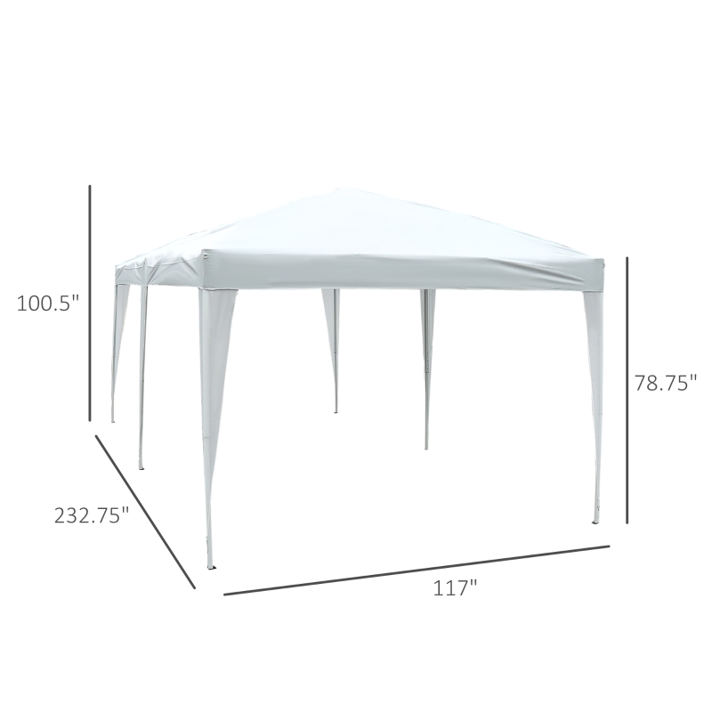 Outsunny 10'x20' Foldable Pop Up Party Tent Outdoor Patio Gazebo Canopy  Market Tent without Walls, Oxford Canopy (White)