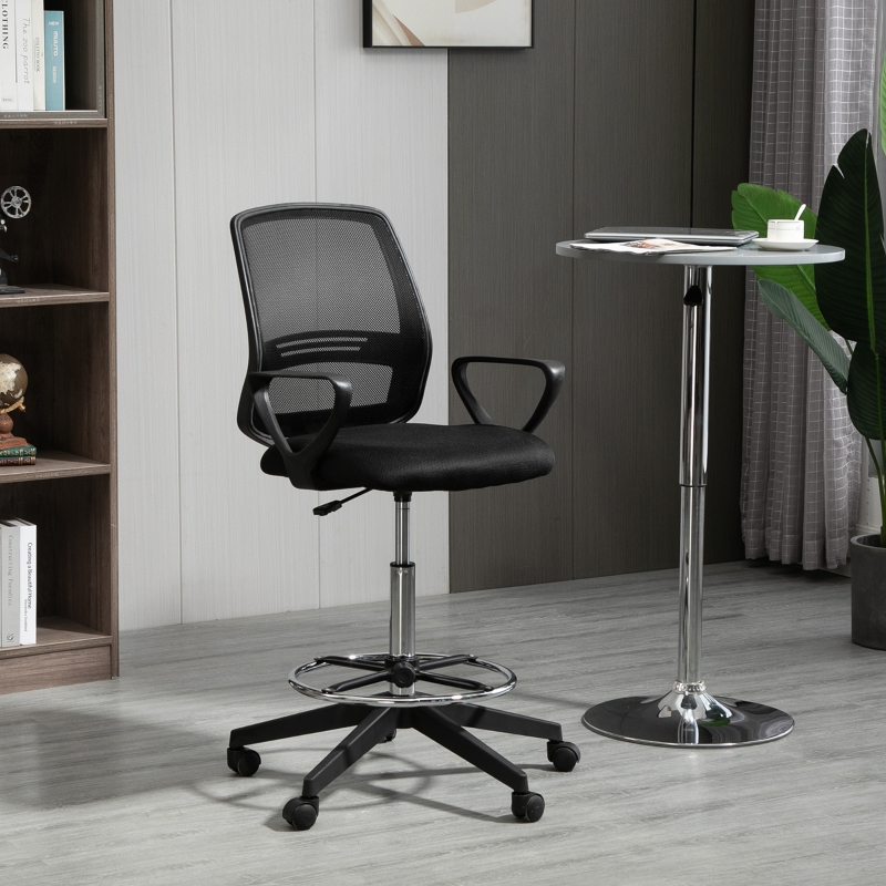 Vinsetto Tall Office Chair 360° Swivel Drafting Chair Ergonomic Mesh Back with Adjustable Height and Footrest