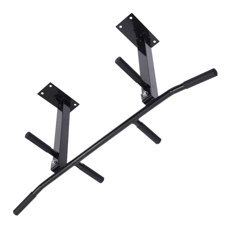 Soozier Ceiling Mounted Pull Up Bar Wall Mount Chin Up Bar Upper Body Strength Training Station Home Gym Black