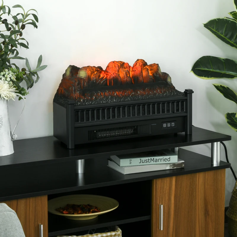 HOMCOM Electric Fireplace Insert with Realistic Log Flame Effects, Electric Log Fireplace with Glowing Ember Bed and Remote Control, 4777 BTU, Black