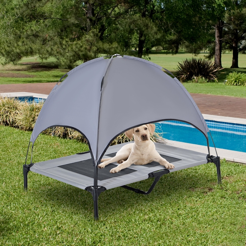 Pawhut Large Elevated Pet Bed Foldable Outdoor Cat Dog Canopy Cot w/ Carry Bag