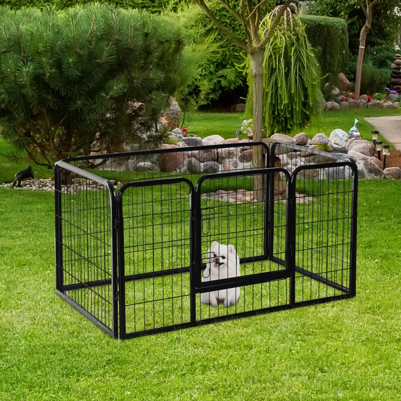 PawHut 49" 4 Panel Black Pet Playpen Heavy Duty Puppy Cat Dog Pen Large Iron