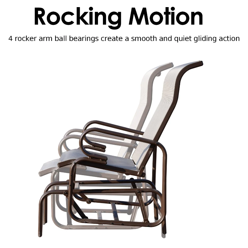 Outsunny Garden Single Glider Chair Patio Rocker Outdoor Rocking Recliner Outdoor Porch Gliding Seat Furniture Texteline Swing Armchair Grey