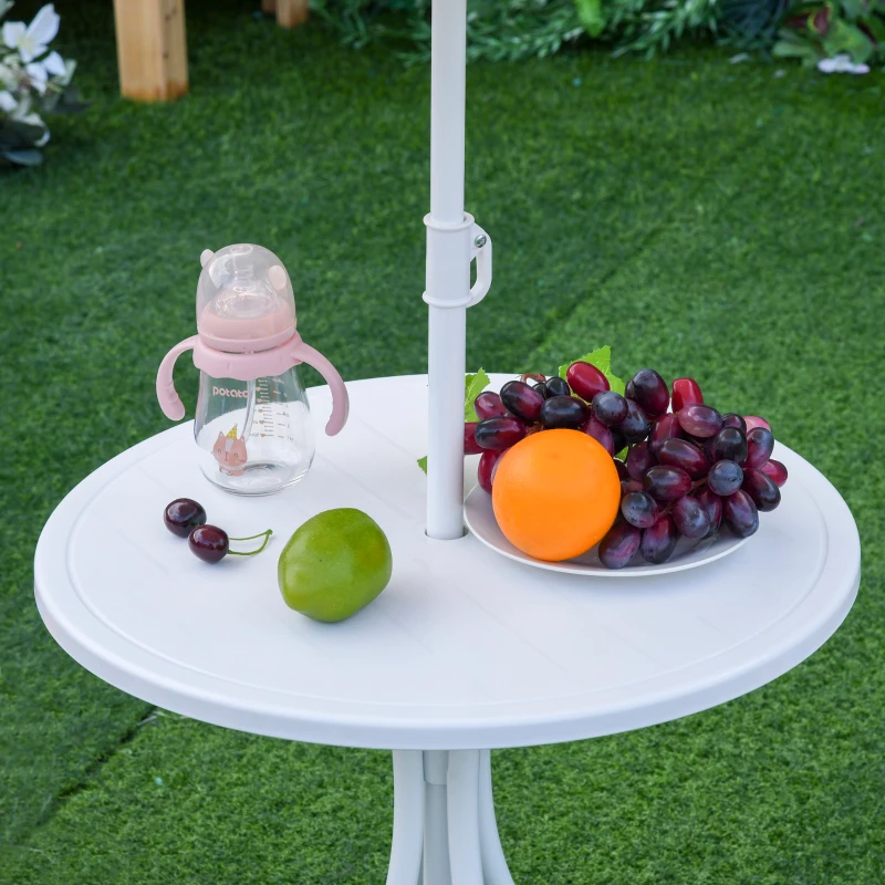 Outsunny Kids Folding Table and Chairs Set Color for Outdoor Garden Patio Backyard with Removable & Height Adjustable Sun Umbrella, Multi