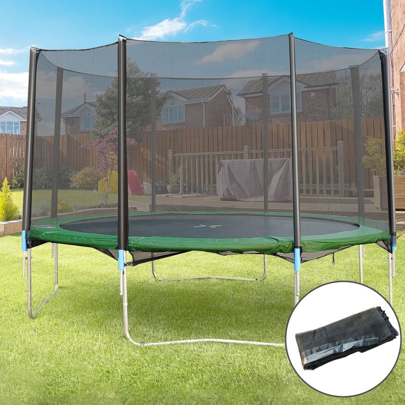 HOMCOM 14ft Trampoline Net Enclosure Safety Fence Mesh Cover w/ 8 Poles 16 Tubes (Net Only)
