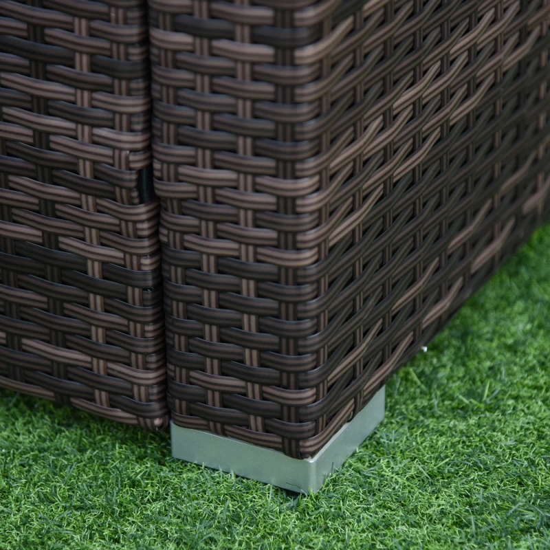 Outsunny 5PC Outdoor Modular Rattan Wicker Sofa Set Aluminum Frame Garden Sectional Patio Furniture with Table, Brown