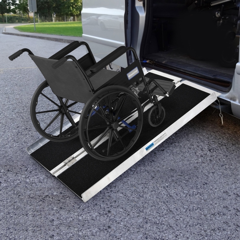 HOMCOM 4ft Foldable Portable Wheelchair Ramp Scooter Mobility Easy Access Carrier Ramp
