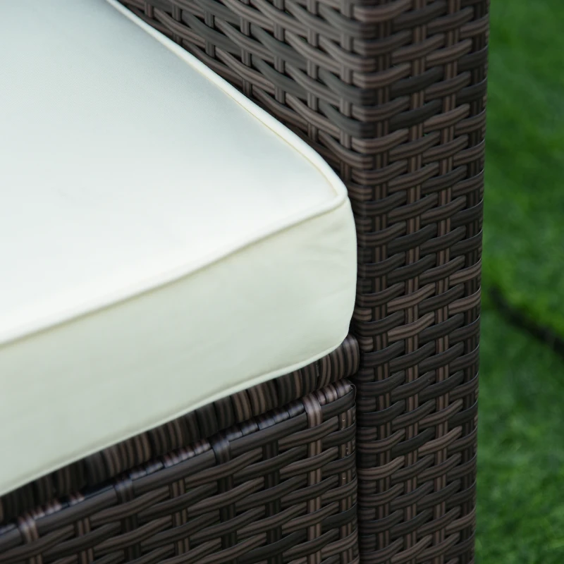 Outsunny 5PC Outdoor Modular Rattan Wicker Sofa Set Aluminum Frame Garden Sectional Patio Furniture with Table, Brown