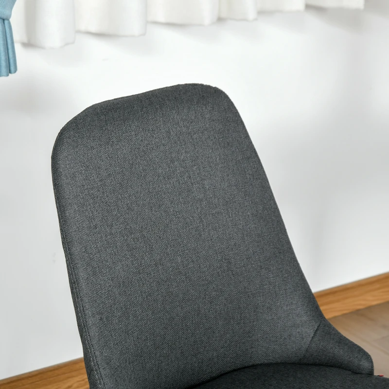 HOMCOM Modern Dining Chair Set of 2, Fabric Upholstered Side Chairs for Kitchen Living Room with Metal Legs, Charcoal Grey