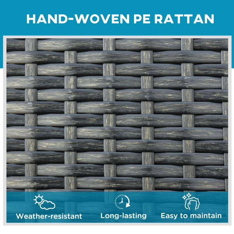 Outsunny Wicker Chaise Lounger PE Rattan Outdoor Lounge Chair Garden Chair Recliner with 5-Level Adjustable Backrest and 2 Wheels, Sky Blue